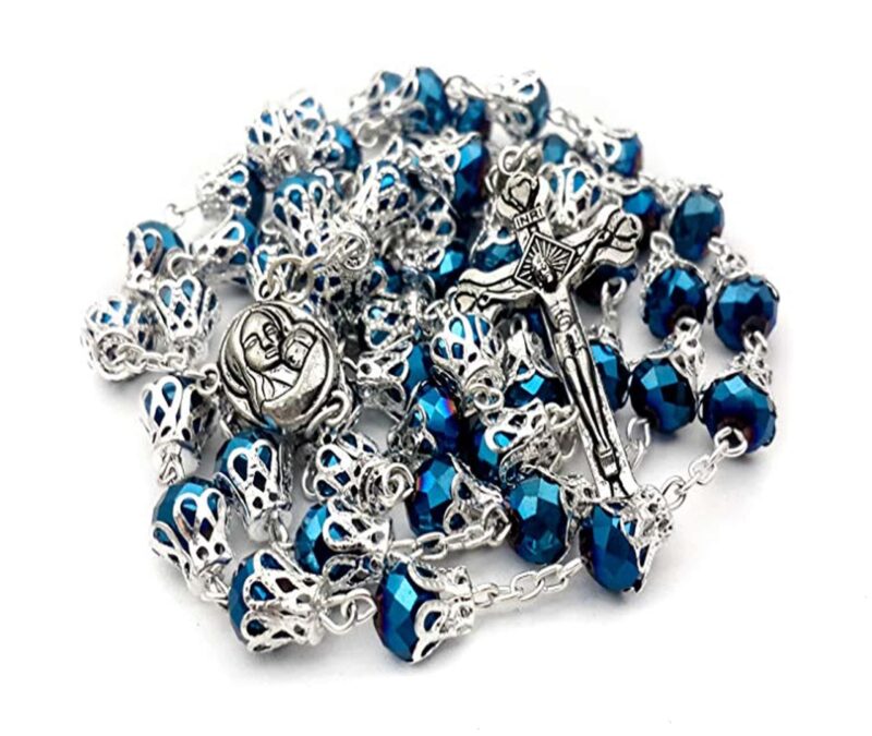 Deep Blue Crystal Beads Rosary