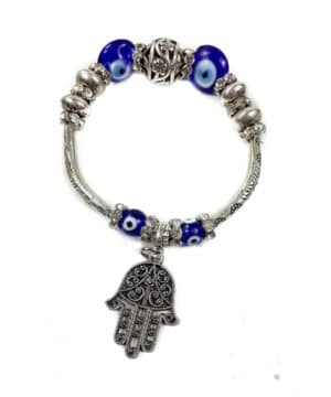 Hamsa Hand Bracelet Blue Crystals