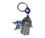 Hamsa Hand Metal Keychain Evil Eye Bead