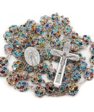 Colorful Beads Rosary Silver