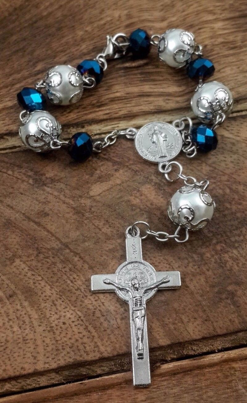 Saint Benedict Deep Blue Beads