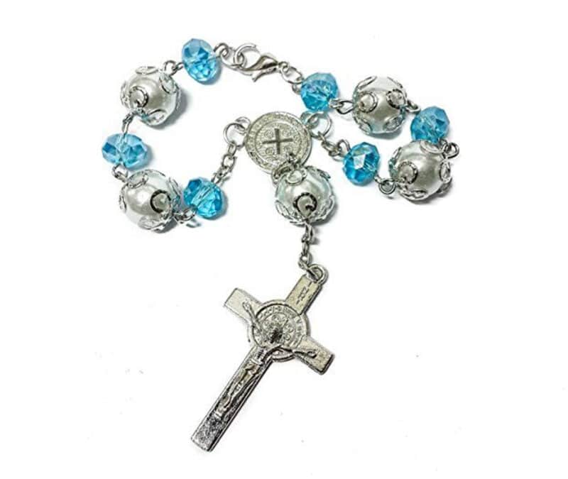 Saint Benedict Catholic Light Blue Beads