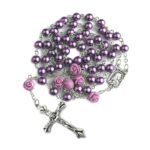 purple pearl rosary necklace