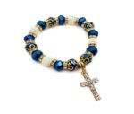 Deep Blue Crystal Beads Rosary Bracelet