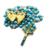 Saint Benedict Turquoise Beads Rosary