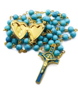 Saint Benedict Turquoise Beads Rosary
