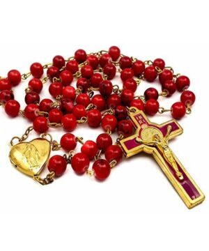 Saint Benedict Red Beads Rosary