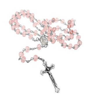 Catholic Pink Crystal Beads Rosary