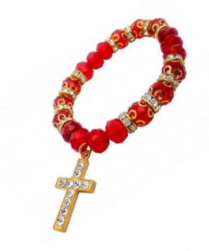 Catholic Red Beads Gold Rosary