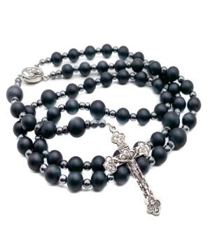 Black Matte Agate Beads Rosary