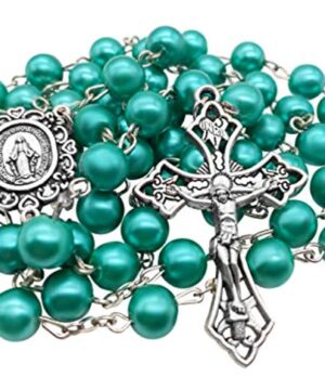 Catholic Aquamarine turquoise Pearl Beads Rosary