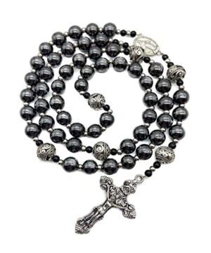 Hematite Rosary Black Stone Metal Beads