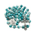 Turquoise Marble Glass Beads Rosary