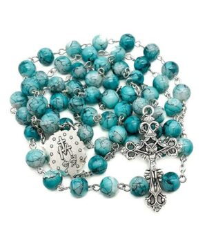 Turquoise Marble Glass Beads Rosary