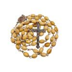 Vintage Olive Wood Beads Rosary Catholic Prayer Necklace