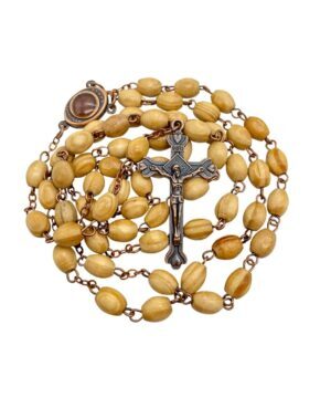Vintage Olive Wood Beads Rosary Catholic Prayer Necklace