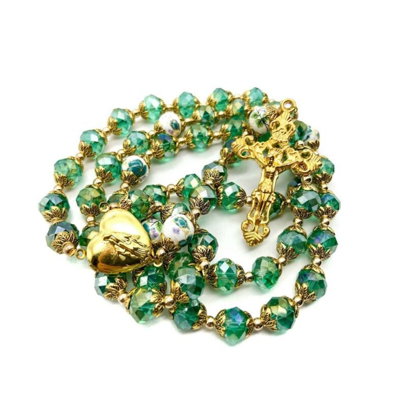 Catholic Green Crystals Beads Rosary