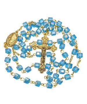 Turquoise Crystal Cubic Beads Rosary