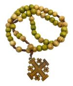 Prayer Olive Wood Chaplet Cord Rosary Jerusaelm Cross