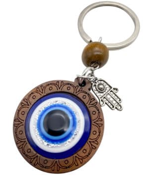 Evil Eye Keychain Wooden Amulet