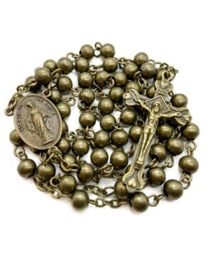 Antique bronze rosary necklace