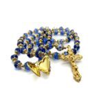 Gold Blue Crystal Beads Rosary