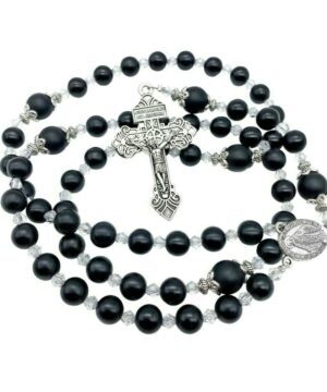 Agate Stone Beads Rosary black Necklace