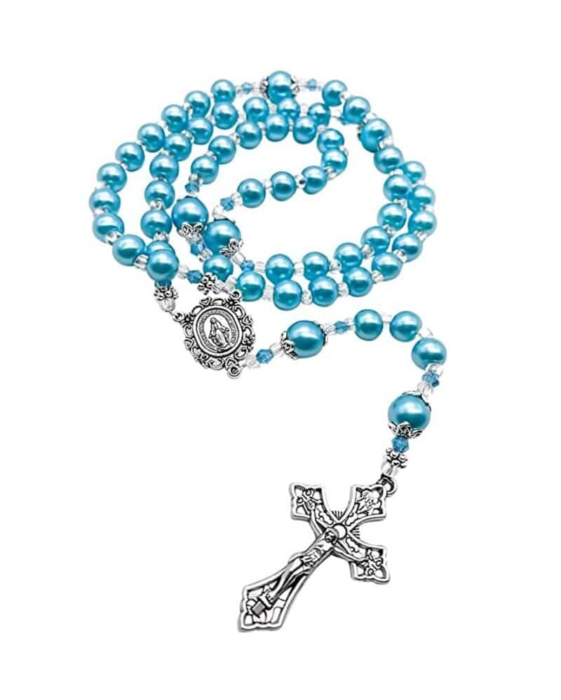 Light Blue Pearl Beads Rosary